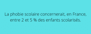 La phobie scolaire concernerait en France entre 2 à 5 % des enfants scolarisés. 